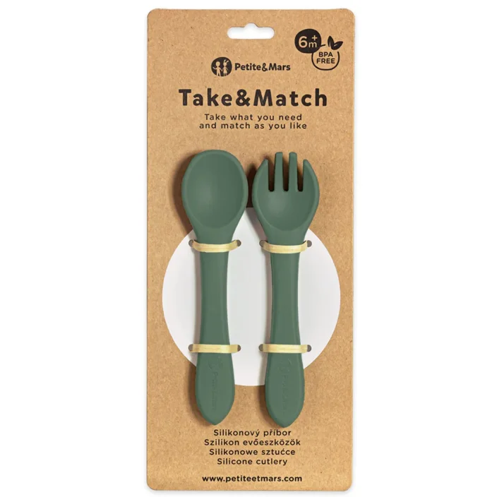 Набор силиконовых столовых приборов Petite&Mars Take&Match Misty Green foto