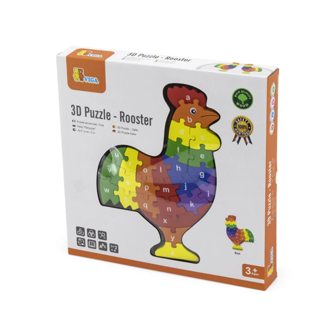 Puzzle 3D din lemn "Cocoș"