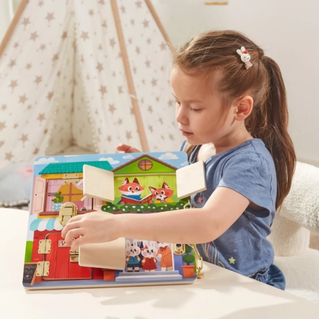 Busyboard (de perete) "Deschide-închide zăvoarele"