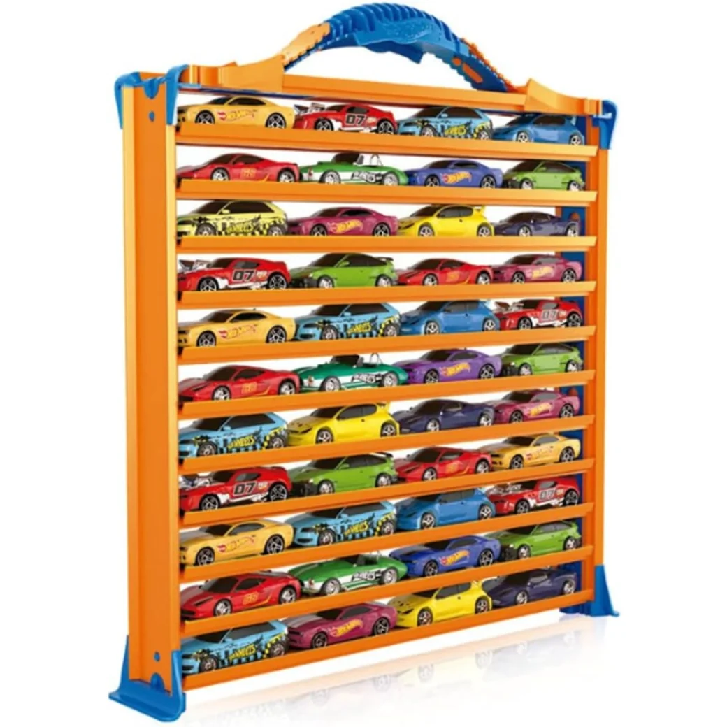 Hot Wheels Портативный гараж-кейс с дорожками для хранения 44 машинок