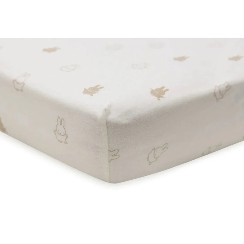 Простыня на резинке Jollein Jersey Happy Miffy Nougat, 40/50x80/90 см