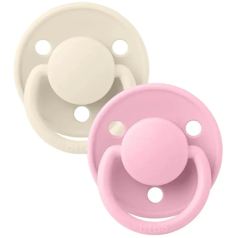 Set 2 suzete rotunde din latex BIBS De lux Ivory/Baby Pink (0-6 luni) foto