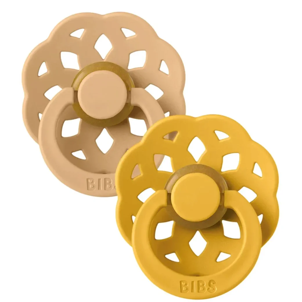 Набор из 2 круглых латексных пустышек BIBS Boheme Desert Sand/Honey Bee (0-6 мес.) foto