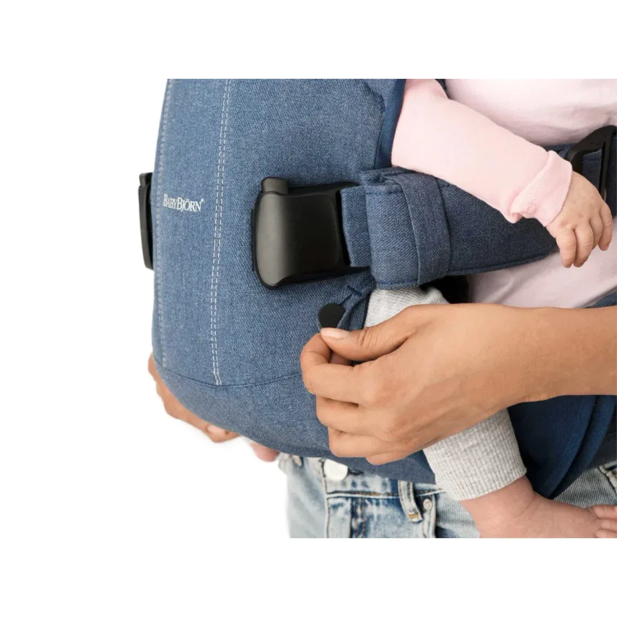 Marsupiu anatomic BabyBjorn One Denim Midnight Blue cu pozitii multiple de purtare, bumbac foto