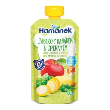 hame Пюре "hamanek" Яблоко-банан-шпинат (6 м+) 100 гр.