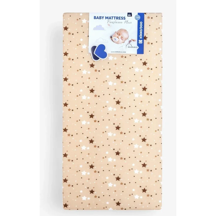 Saltea pentru patut KikkaBoo Fantasia Plus Stars Beige, 120x60x8 cm foto