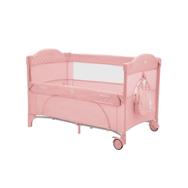 Patut pliabil cu 2 nivele KikkaBoo Milky Way Pink foto