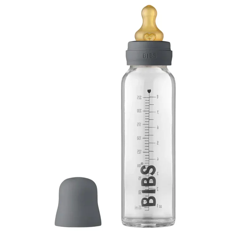 Biberon din sticla anticolici BIBS Iron cu tetina din latex 0+ luni, 225 ml foto