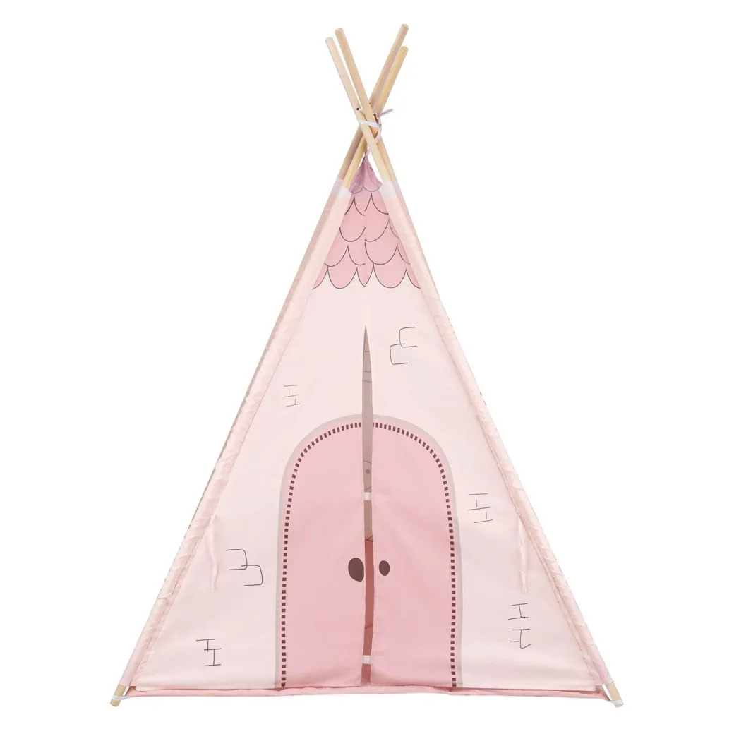 Cort TeePee KikkaBoo Pink House cu saltea foto