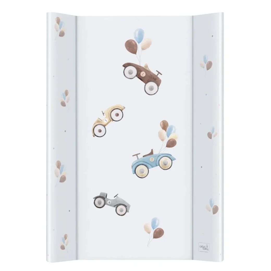 Твёрдый двухсторонний пеленальный коврик Ceba Baby Comfort Retro Cars, 70x50 см foto