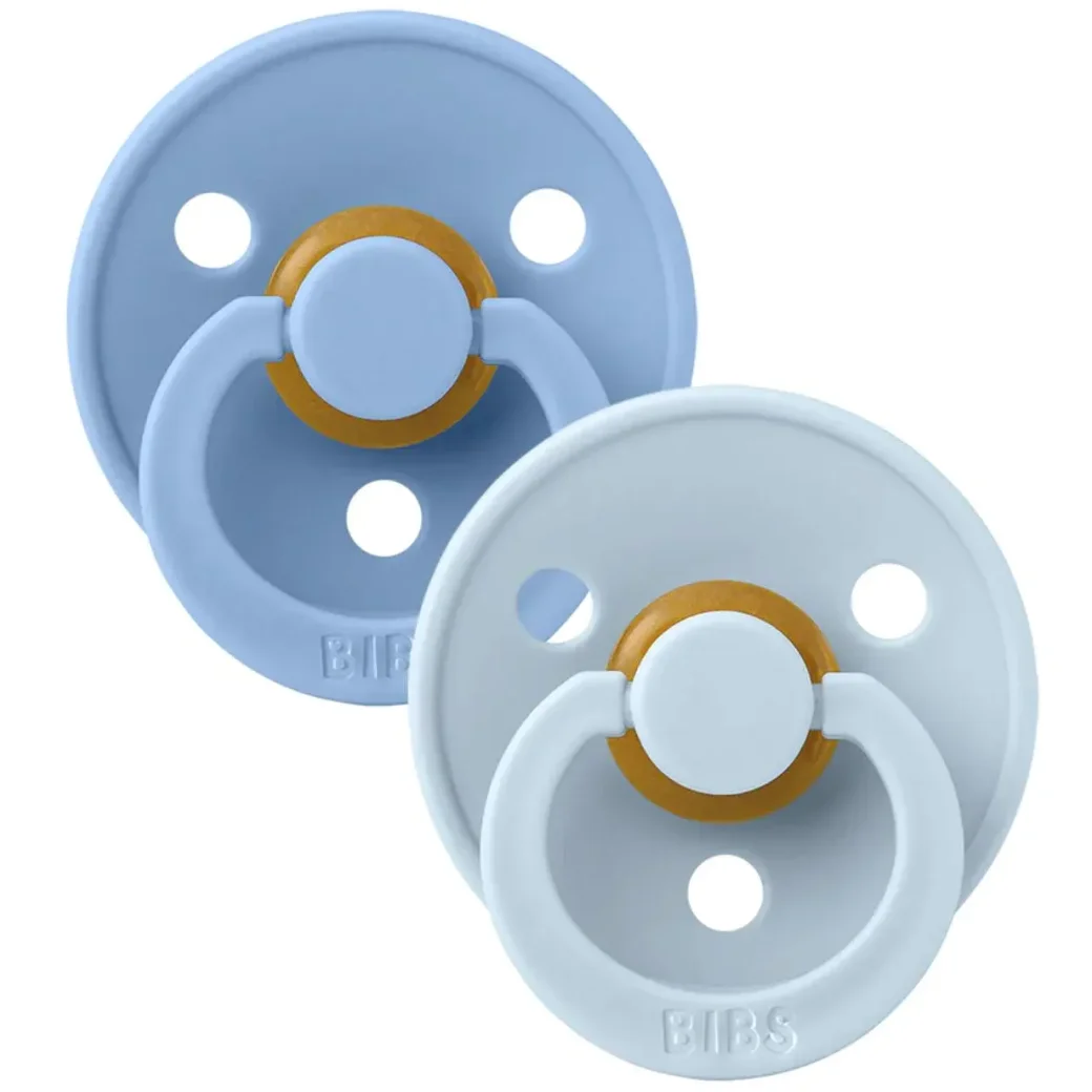 Set 2 suzete rotunde din latex BIBS Colour Sky Blue/Baby Blue (6-18 luni) foto