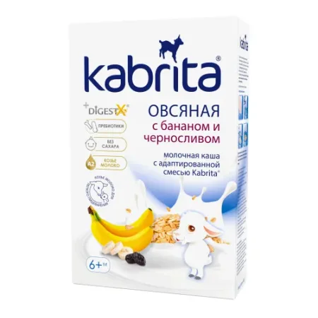 kabrita terci de fulgi de ovăz cu lapte de capră, banane și prune uscate (6 m +) 180 gr.