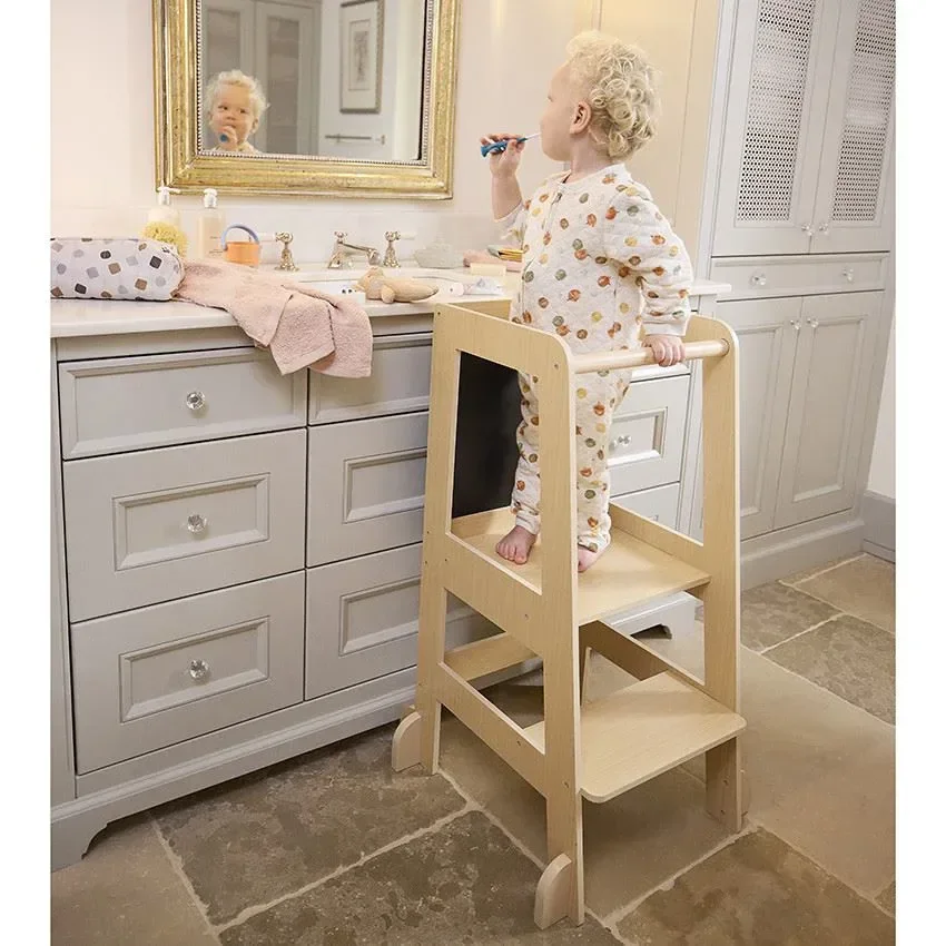Образовательная башня 2 в 1 с доской Premaman Premissori Learning Tower Натур foto