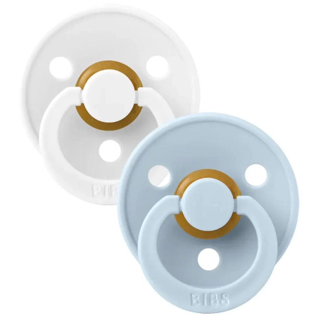 Set 2 suzete rotunde din latex BIBS Colour White/Baby Blue (6-18 luni) foto