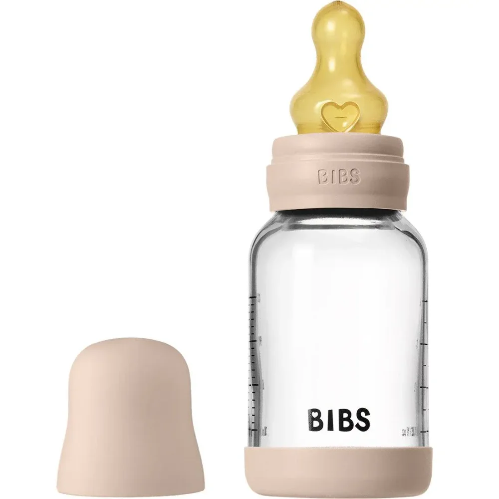 Стеклянная антиколиковая бутылочка BIBS Blush с латексной соской 0+ месяца, 120 мл foto