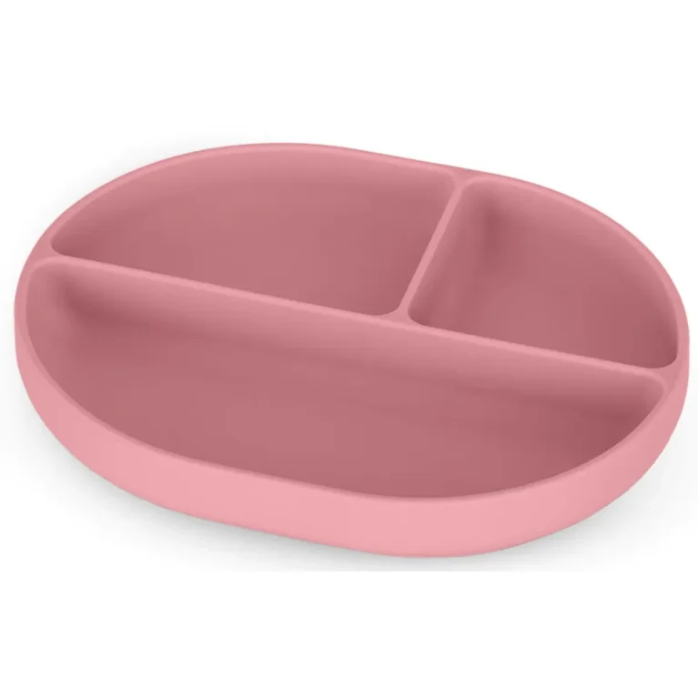 Farfurie compartimentata ovala din silicon Petite&Mars Take&Match Dusty Rose foto