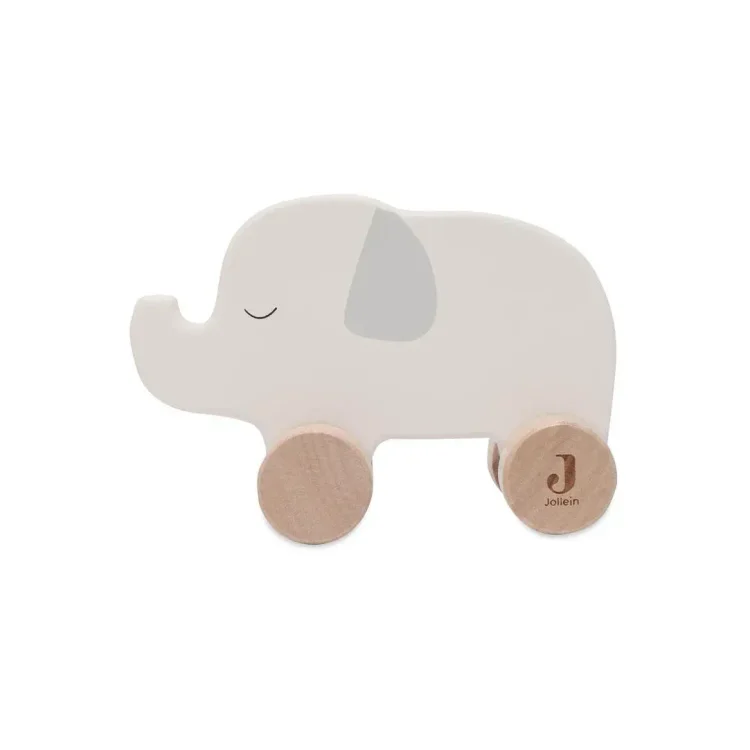 Jucarie din lemn Jollein Elefant pe roti foto