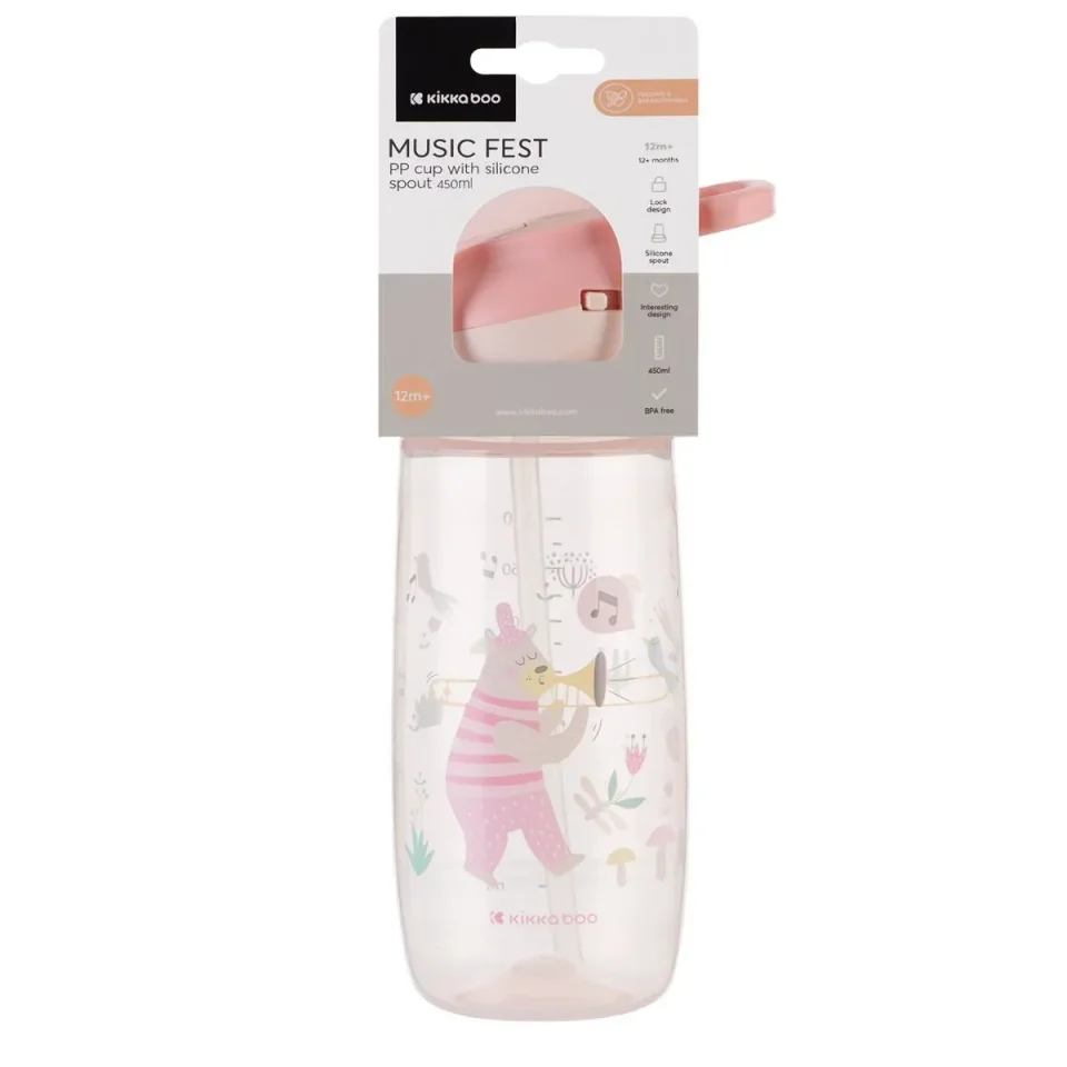 Cana cu pai KikkaBoo Music Fest Pink, 450 ml foto