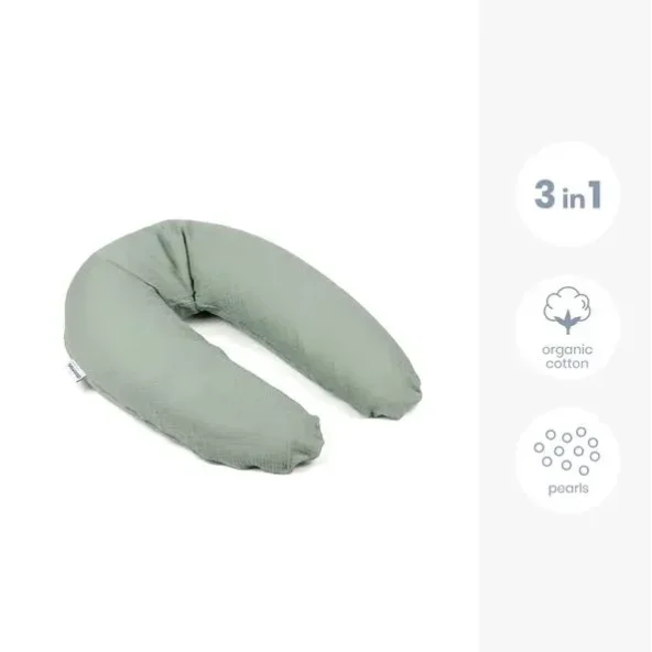 Большая подушка для беременных 3 в 1 Doomoo Comfy Big Tetra Green, органический хлопок foto