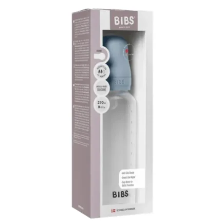 Пластиковая антиколиковая бутылочка BIBS Baby Blue с силиконовой соской 3+ мес, 270 мл foto