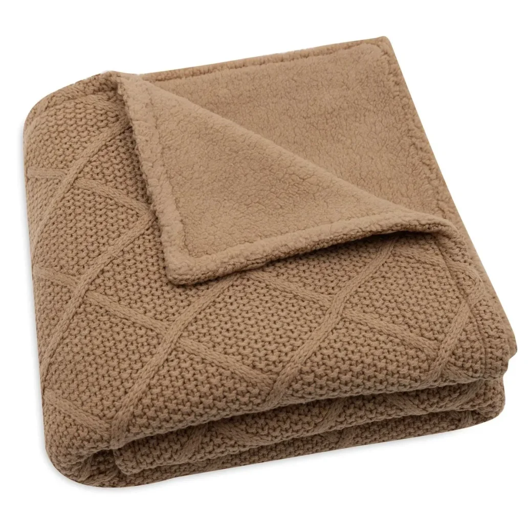 Плед Jollein Check Knit Biscuit/Teddy из флиса, 100x150 см foto