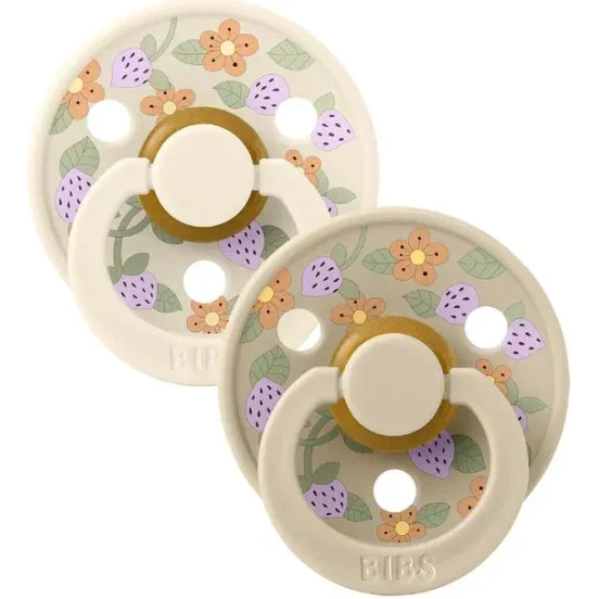 Set 2 suzete rotunde din latex BIBS LIBERTY Strawberries and Cream - Ivory Mix (0-6 luni) foto