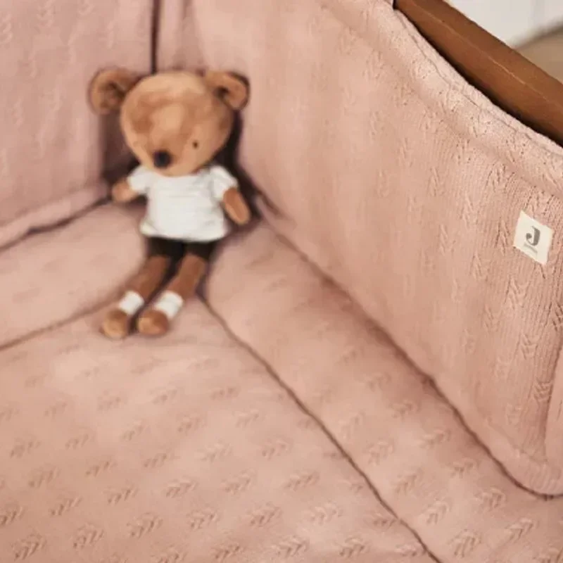Aparator lateral pentru patut Jollein Grain Knit Wild Rose, 180x30 cm foto