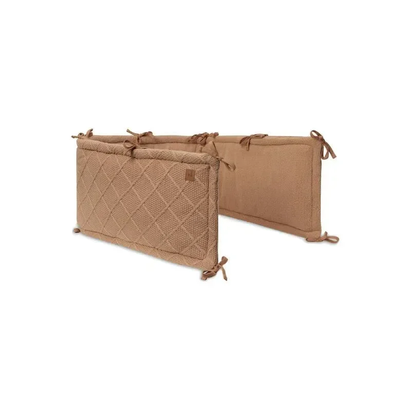 Aparator lateral pentru patut Jollein Check Knit Biscuit, 180x30 cm foto