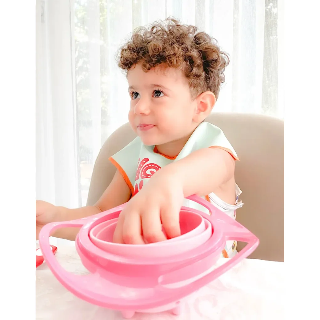 Bol multifunctional cu capac si rotire 360 grade BabyJem Amazing Bowl Roz foto