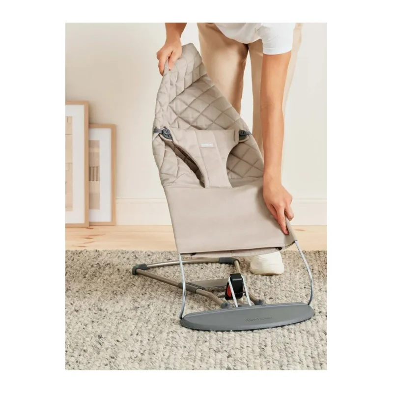 Кресло-шезлонг BabyBjorn Bliss Woven C-Quilt, Sand grey foto