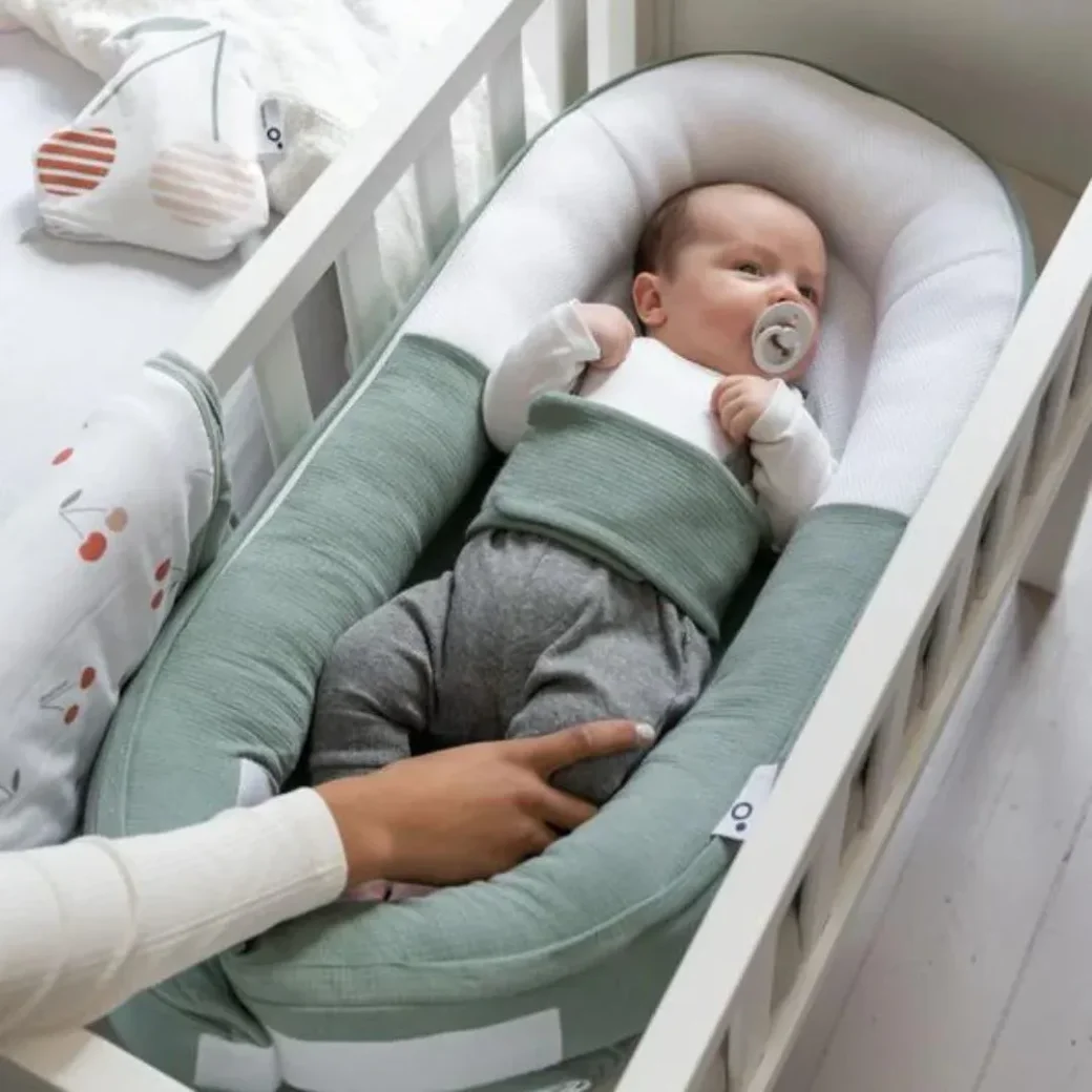 Babynest din bumbac organic Doomoo Cocoon Tetra Jersey Green foto
