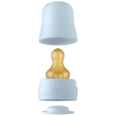 Kit pentru biberon din sticla BIBS Baby Blue din latex, flux lent foto