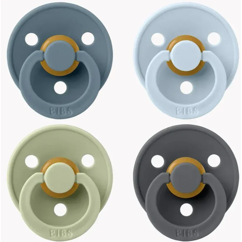 Набор из 2 круглых пустышек BIBS Colour Petrol/Sage/Baby Blue/Iron (0-6 мес.) foto