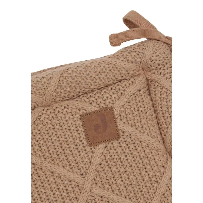 Aparator lateral pentru patut Jollein Check Knit Biscuit, 180x30 cm foto
