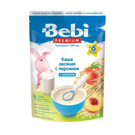 bebi premium Каша молочная овсяная с персиком (6 м+) 200 гр.
