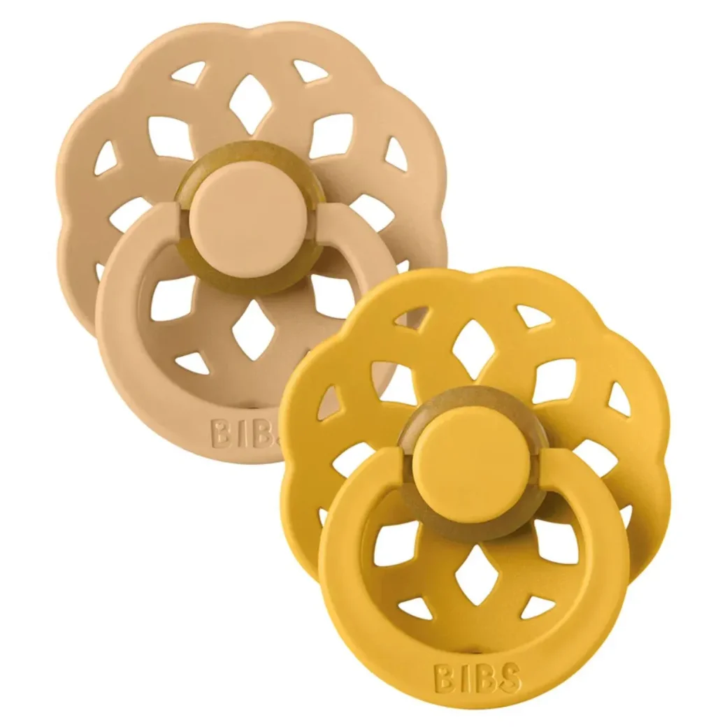 Набор из 2 круглых латексных пустышек BIBS Boheme Desert Sand/Honey Bee (6-18 мес.) foto