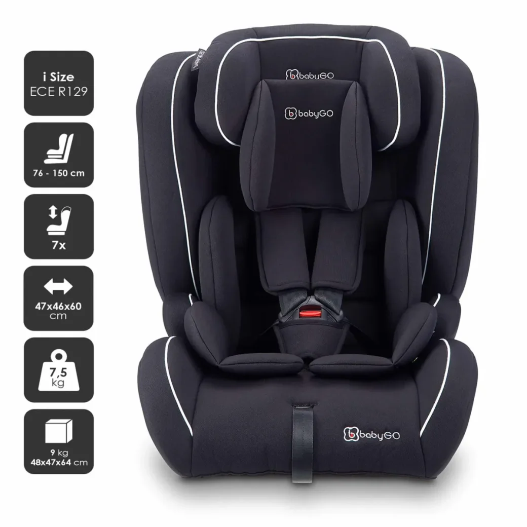 Scaun auto i-Size BabyGo FreeFix Black, 76-150 cm foto