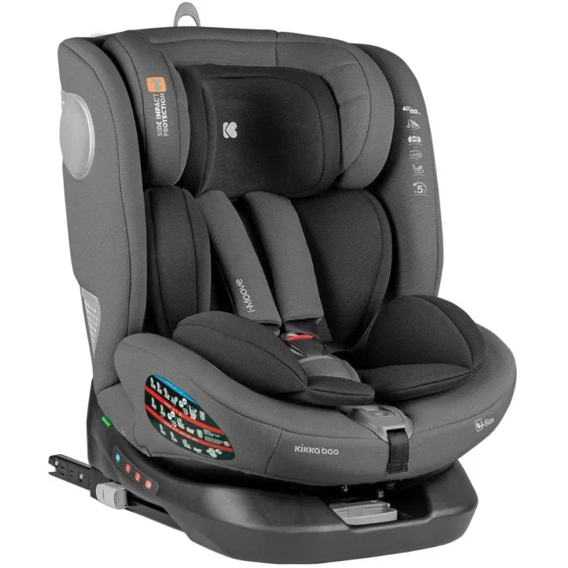 Вращающееся автокресло с изофиксом KikkaBoo i-Moove Dark Grey, 40-150 см foto