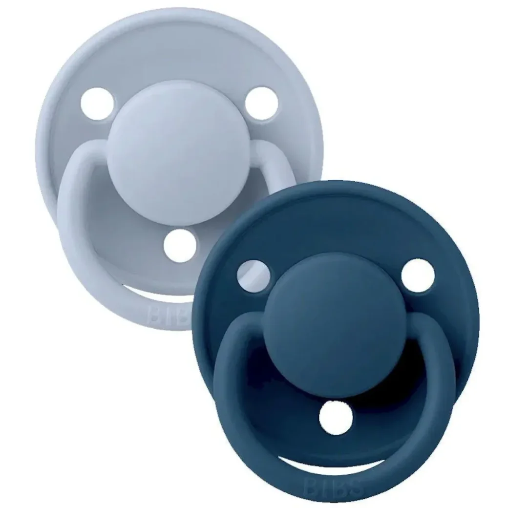Set 2 suzete rotunde din silicon BIBS De lux Dusty Blue/Steel Blue (0-36 luni) foto