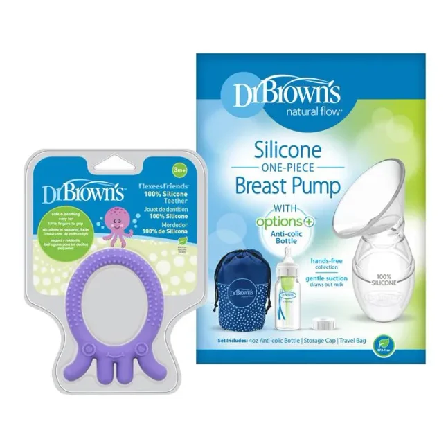 Set pompa de san manuala cu biberon+inel gingival Octopus Dr. Brown's foto