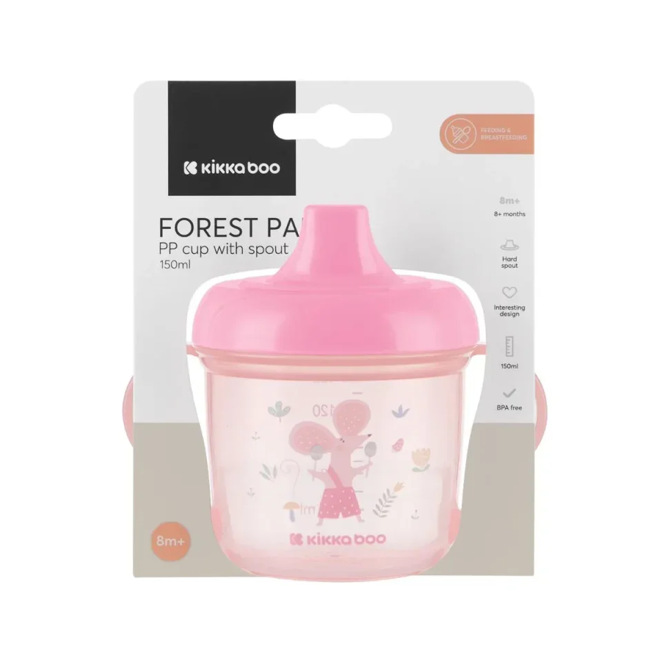 Canuta cu nasuc tare KikkaBoo Forest Party Pink, 150 ml foto
