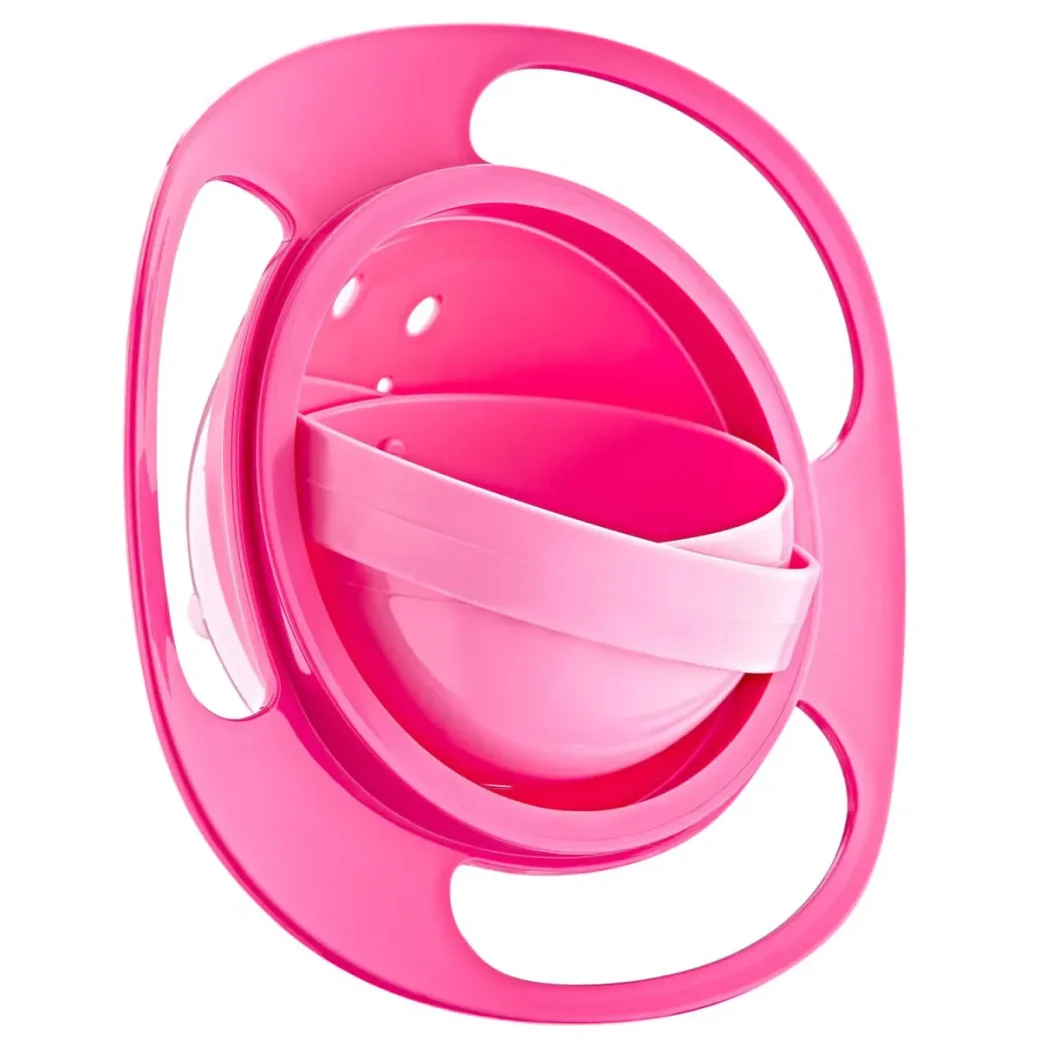 Bol multifunctional cu capac si rotire 360 grade BabyJem Amazing Bowl Roz foto