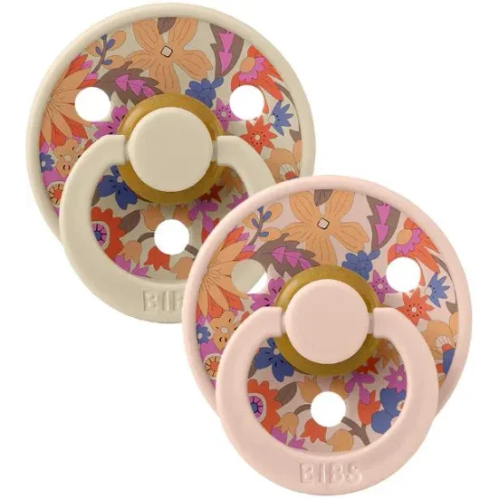 Набор из 2-х круглых латексных пустышек BIBS LIBERTY June Blossom - Blush Mix (6-18 мес.) foto