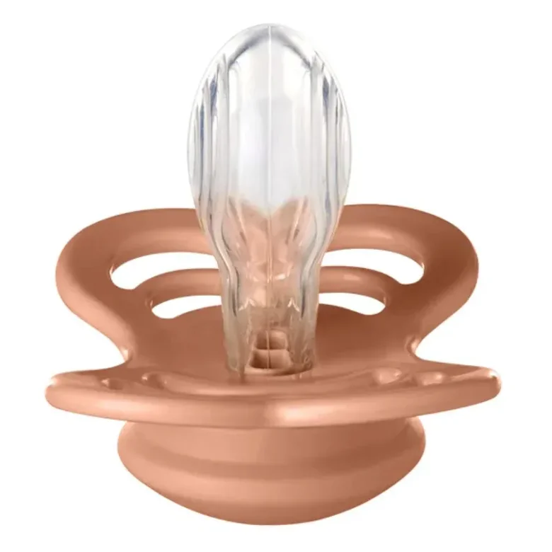 Набор из 2 симметричных силиконовых пустышек BIBS Supreme Vanilla/Peach (0-6 мес.) foto