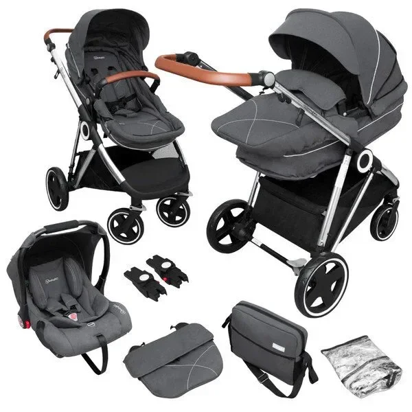 Коляска 3 в 1 BabyGo Halime Gray, рама Silver foto