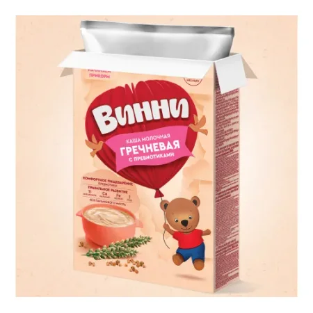 Винни Каша молочная гречневая с пребиотиками (4м +) 200 гр.