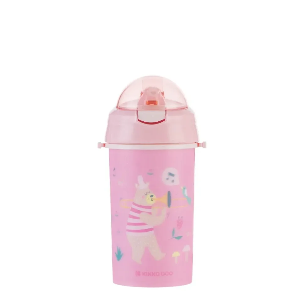 Cana cu pai si curea KikkaBoo Music Fest Pink, 450 ml foto
