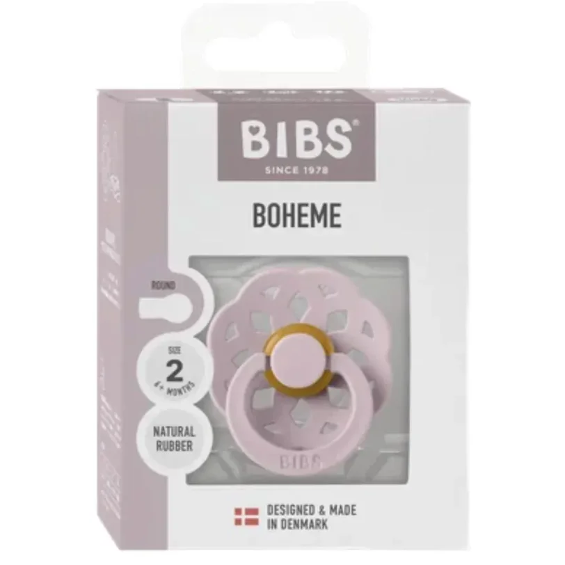 Пустышка круглая латексная BIBS Boheme Dusky Lilac (6-18 мес.) - Премиальная упаковка foto