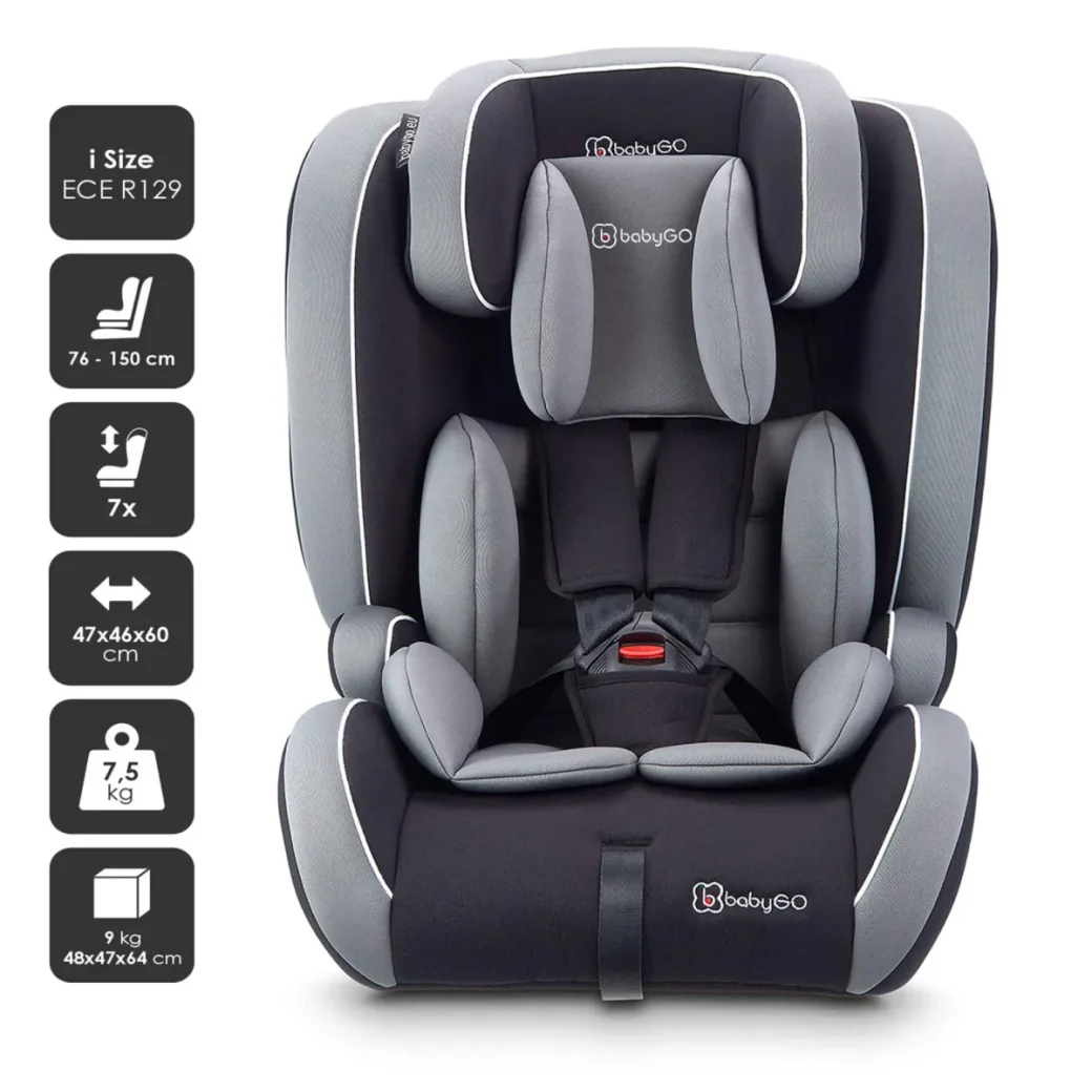 Scaun auto i-Size BabyGo FreeFix Grey, 76-150 cm foto