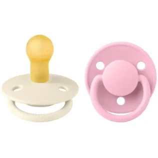 Set 2 suzete rotunde din latex BIBS De lux Ivory/Baby Pink (0-6 luni) foto